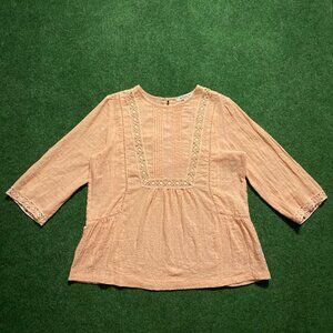 Women’s Thursday Island Flowy Boho Lace Blouse Coral-Pink T174MBL237W1 Small